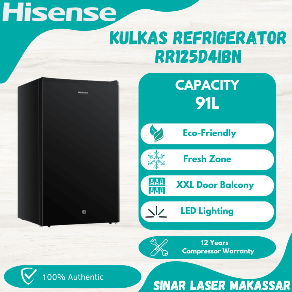 KULKAS HISENSE 1 PINTU REFRIGERATOR 91 L RR125D4IBN GARANSI RESMI
