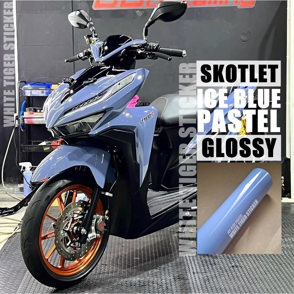 SKOTLET STIKER MOTOR ICE BLUE PASTEL GLOSY SCOTLITE ICE BLUE PASTEL SKOTLET GLOSY SKOTLET BIRU PASTE