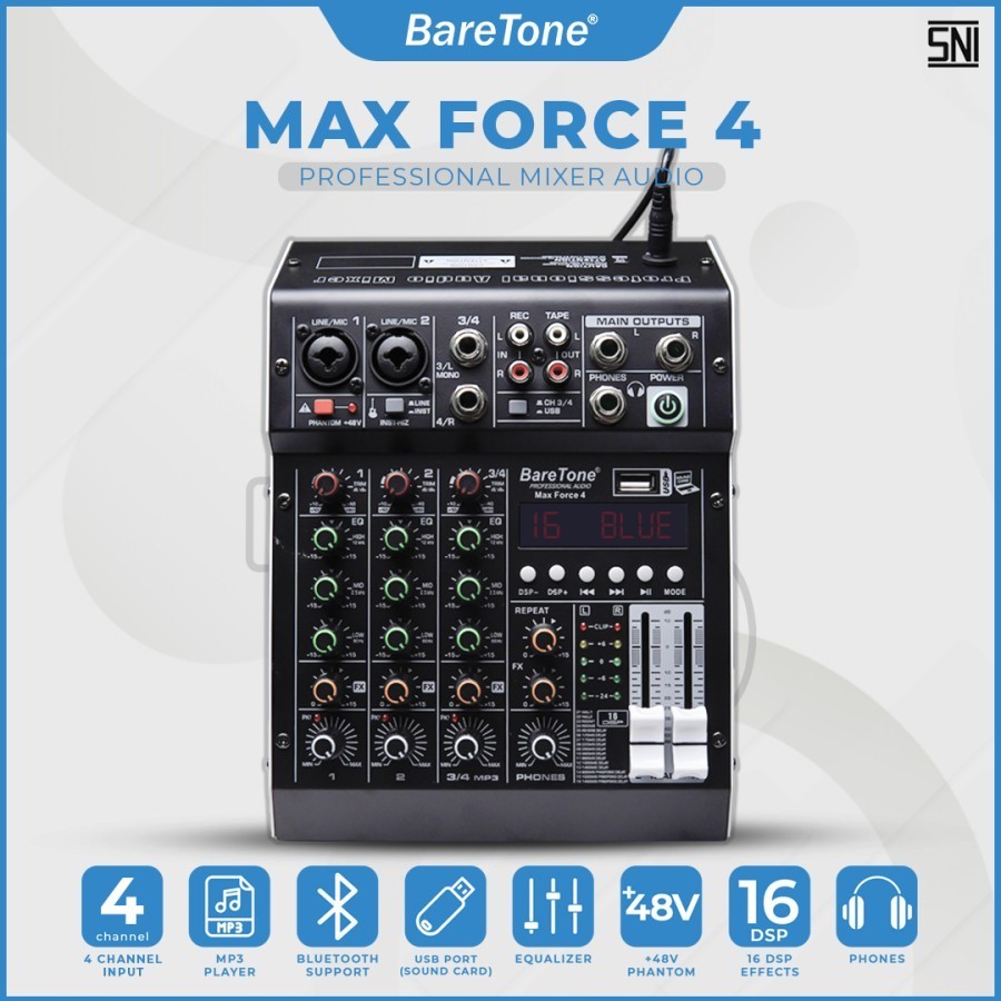 Mixer Audio BareTone Max Force 4 ( 4 channel ) Original Baretone