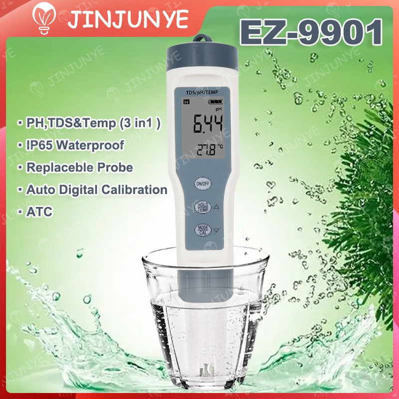 CC99 ⭐Ready / COD⭐PH METER / TDS / TEMPERATUR WATERPROOF 3 IN 1 EZ 9901 Meter Uji Digital  Kualitas 
