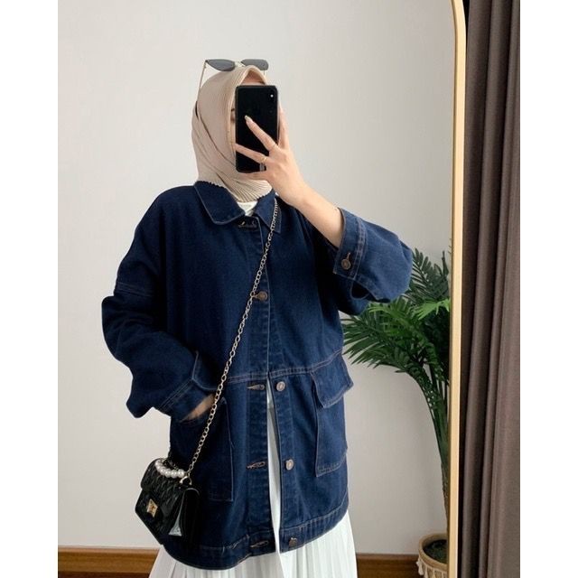 W & K - ZFS PAKAIAN WANITA LILA / DUMA JEANS JACKET / OOTD Jaket Jeans Kekinian / Oversize Jaket Len