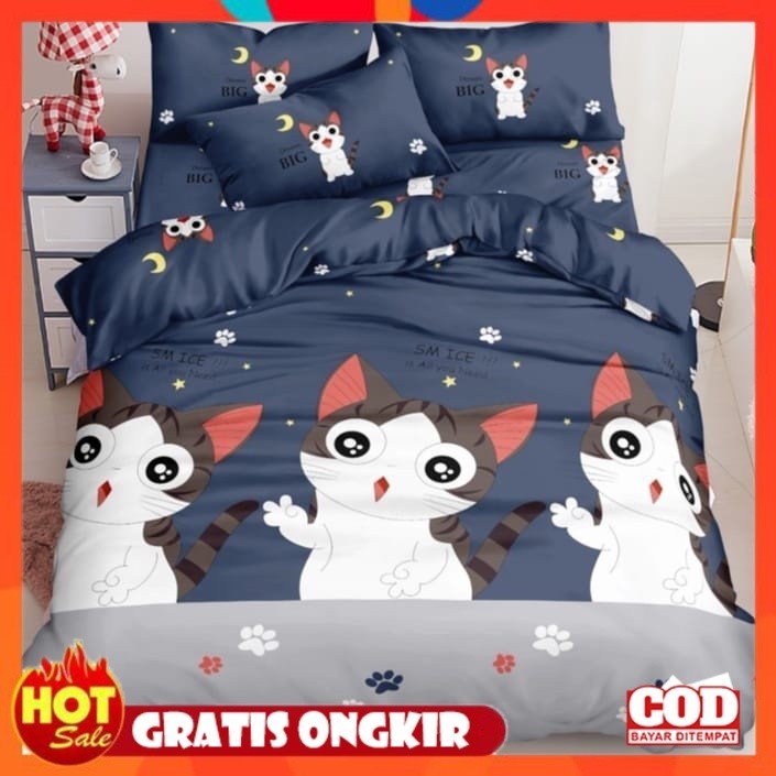 KAIN HALUS ADEM LEMBUT TEBAL / SPREI MOTIF KUCING LUCU CUTE CUT SPREI ANAK / SPREI KARAKTER MEONG SP