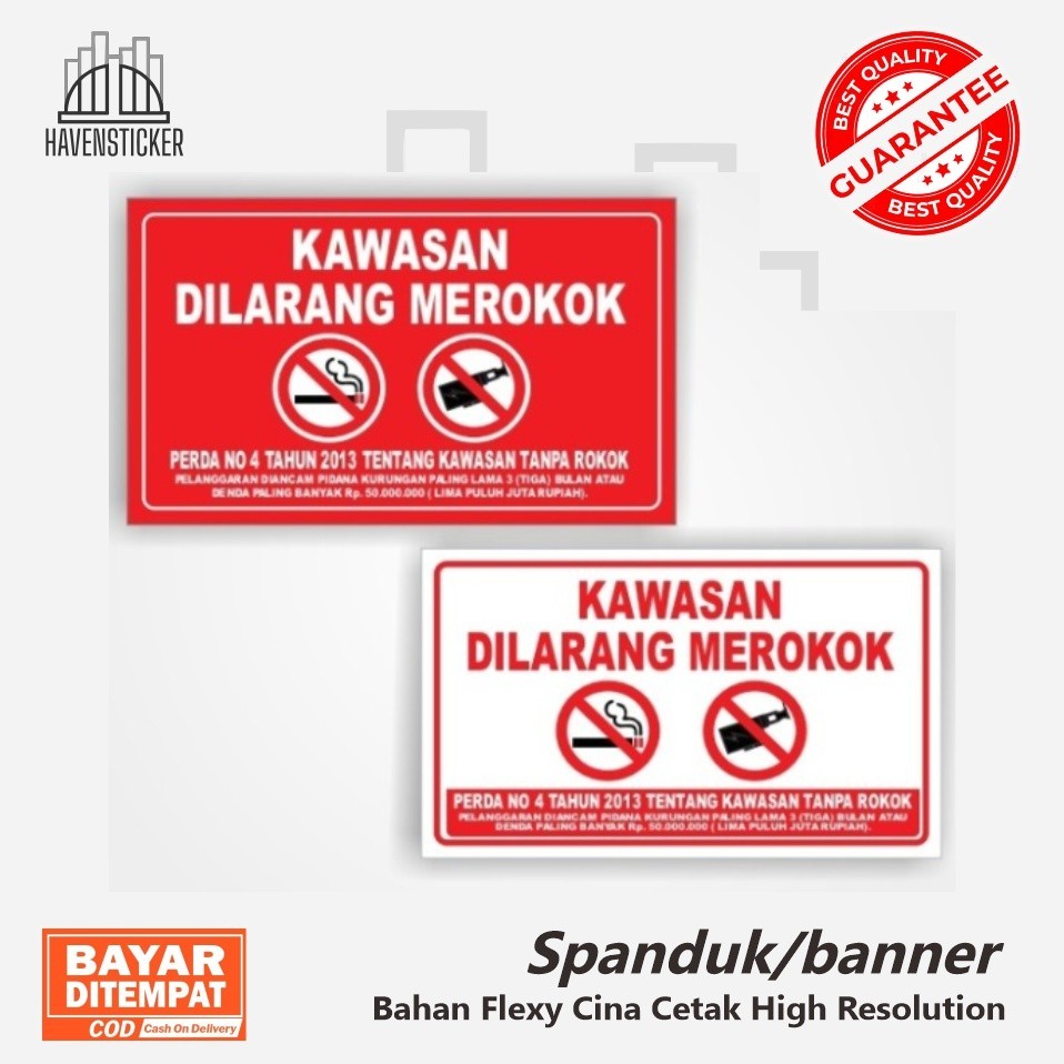 

Spanduk banner kawasan dilarang merorok - Merah