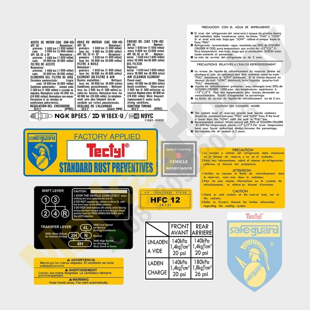 Suzuki Jimny Katana Stiker  Variasi Sticker Peringatan Detail  Warning Set Emblem Mobil Decal Set Wr