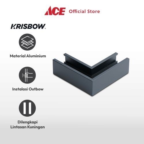 Ace Krisbow Part Konektor Rel Lampu Sorot L - Hitam Connector Railing Surface Konektor Rel Led Sorot