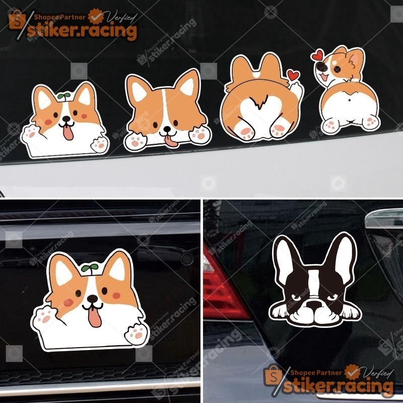 Stiker Dog Kaca Mobil Kaca Belakang Dan Samping Lucu Imut - Kode 10348