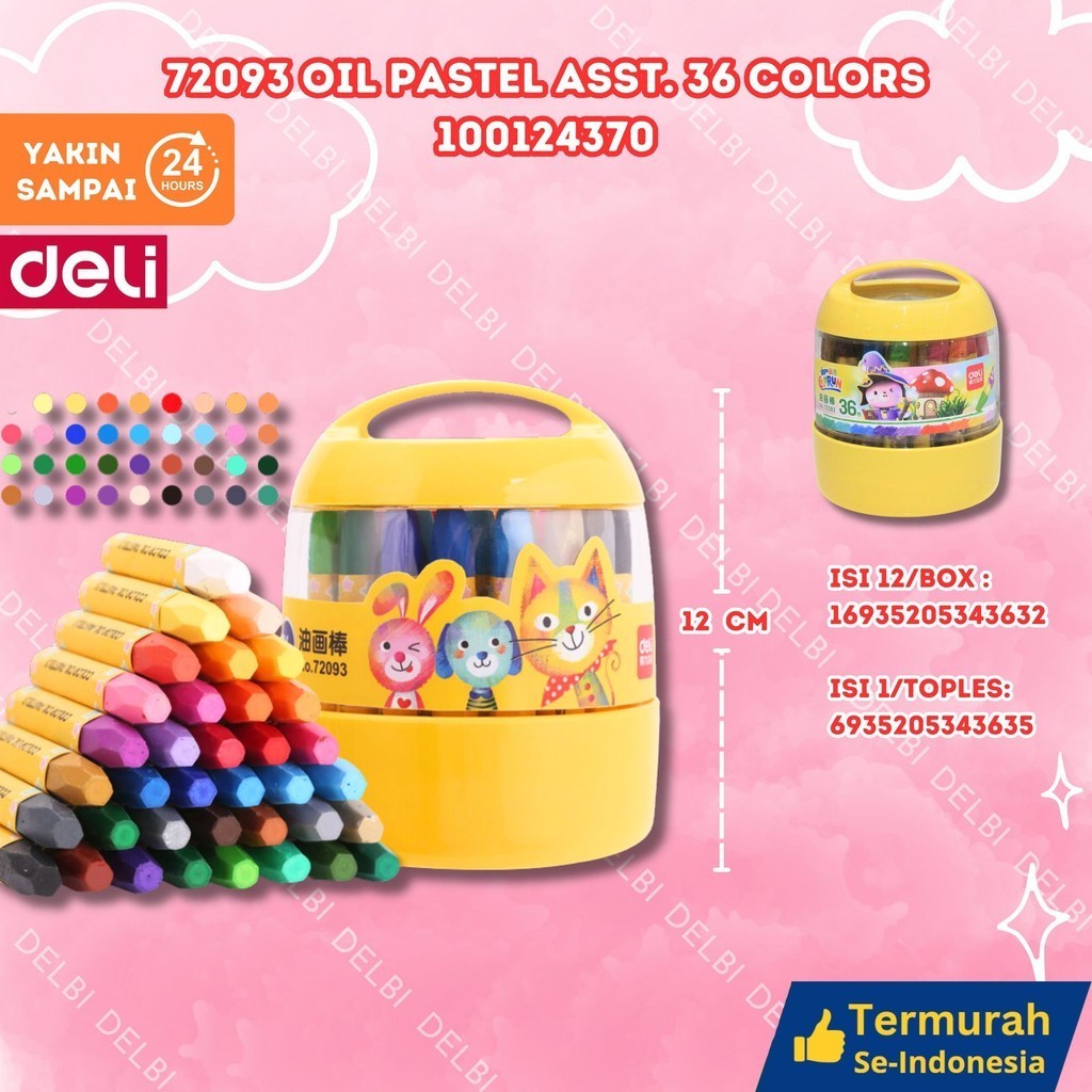 

Deli 12/24 warna oil pastel desain Barrel, 72093 OIL PASTEL ASST. 36 COLORS