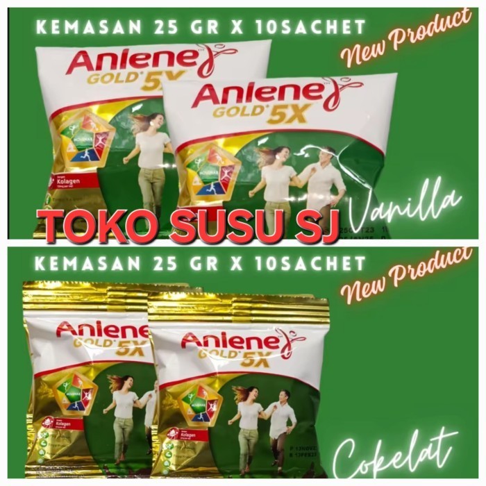

ANLENE GOLD 5X VANILA COKLAT 25GR X 10 SACHET/VANILLA/CHOCOLATE - COKLAT