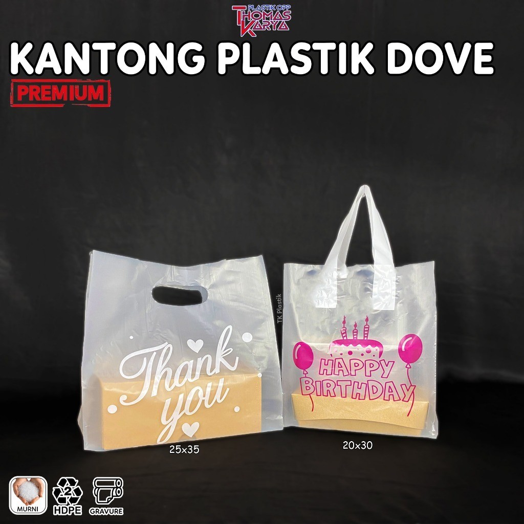 

ECER Paper Bag Plastik Dove Motif Ulang Tahun Anak / Tas Bingkisan Thank You Custom Karakter Lucu