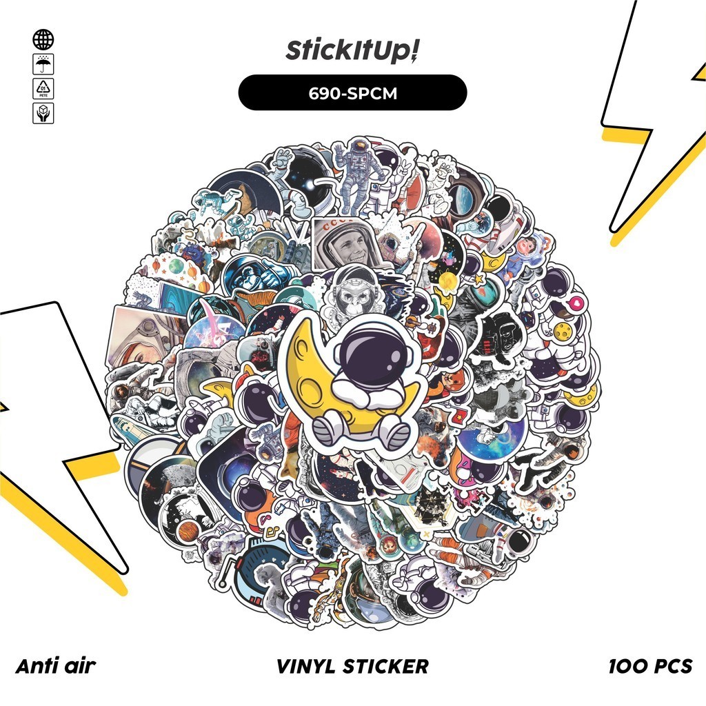 

COD✨ 100 Pcs Stiker Pack Spaceman/Astronot Lucu Aesthetic Vynil Waterproof untuk Freebies Sticker Buku Journal Casing HP Laptop