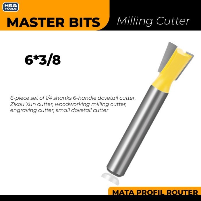 MASTER BIT MATA PROFIL ROUTER DOVETAIL JOINT CUT 6MMX3/8"