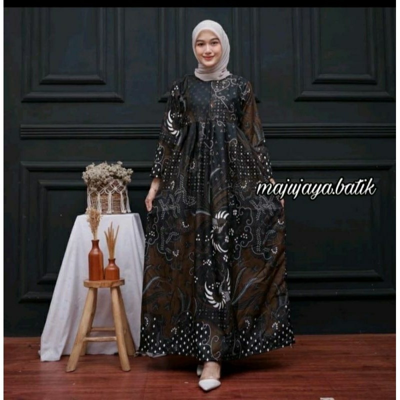 Gamis batik lemah teles LD100 LD110 LD120 LD130 Baju wanita muslimah busui jumbo//BAJU WANITA MODEL 