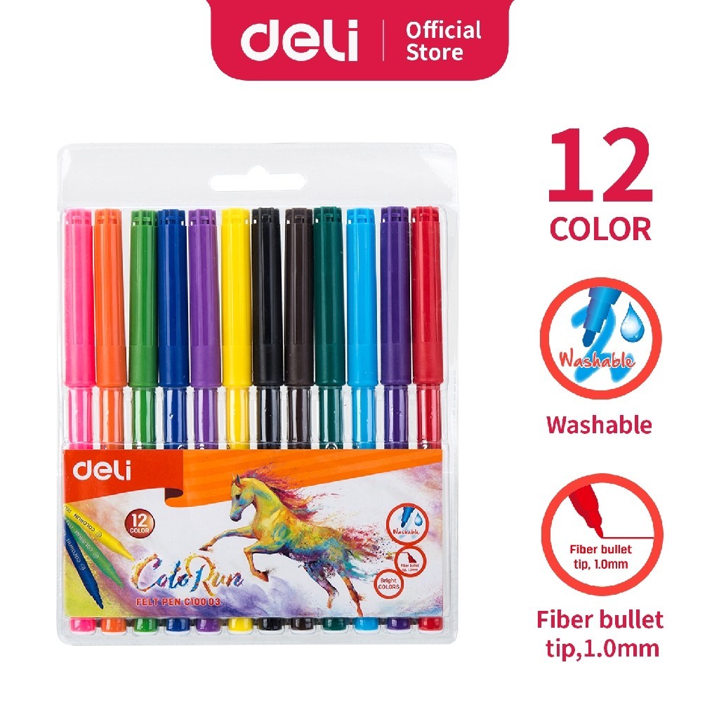 

DELI SPIDOL WARNA FELT PEN SPIDOL WARNA WARNI DAPAT DI CUCI EC10003 UNTUK KEPERLUAN SEKOLAH