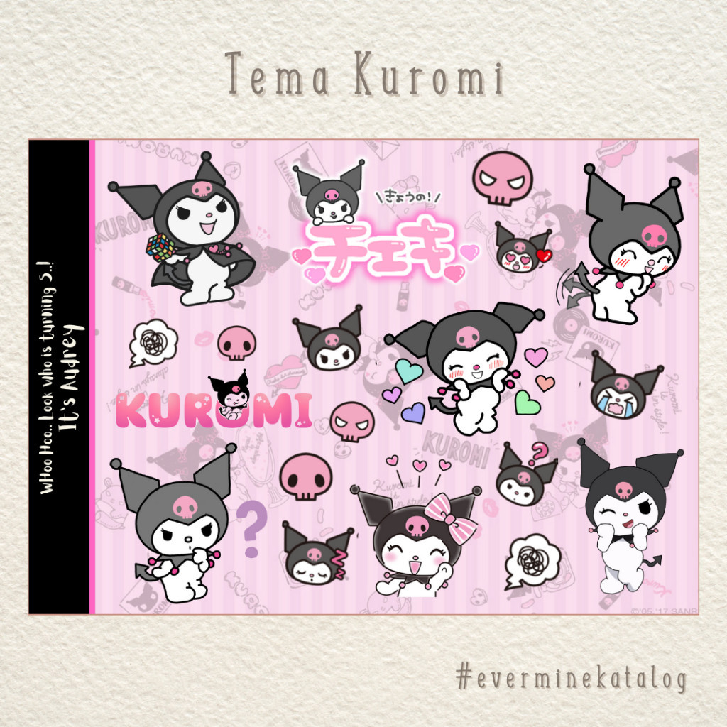 

Hampers Ulang Tahun Tema Kuromi Set Sticker Label Nama Anak Tema Kuromi Evermine