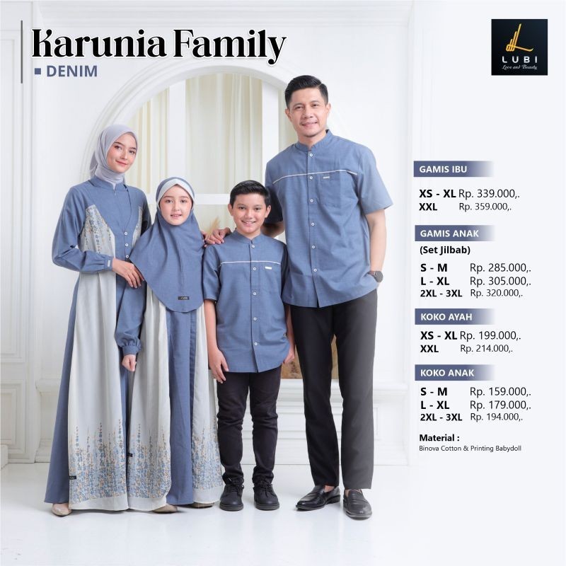 Karunia Family by Lubi | Sarimbit Keluarga Lubi | Sarimbit Lubi Terbaru | Gamis Lubi | Koko Lubi | G