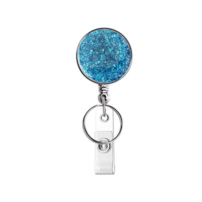 

Retractable Badge Reels Gantungan Kunci Retractable Telescopic Keychain Flexible Yoyo Tarik Name Tag ID Card Holder Pintu with Key Ring Belt Clip Glittery Design Badge Holder klip gulungan lencana ID Cards Office Staff Fashion Berlian - Biru Muda