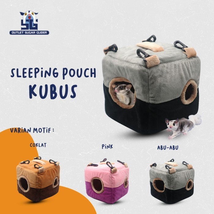 ✨TERMURAH✨ -SLEEPING POUCH MODEL KUBUS BESAR HEWAN SUGAR GLIDER, TUPAI TERBANG - COKLAT