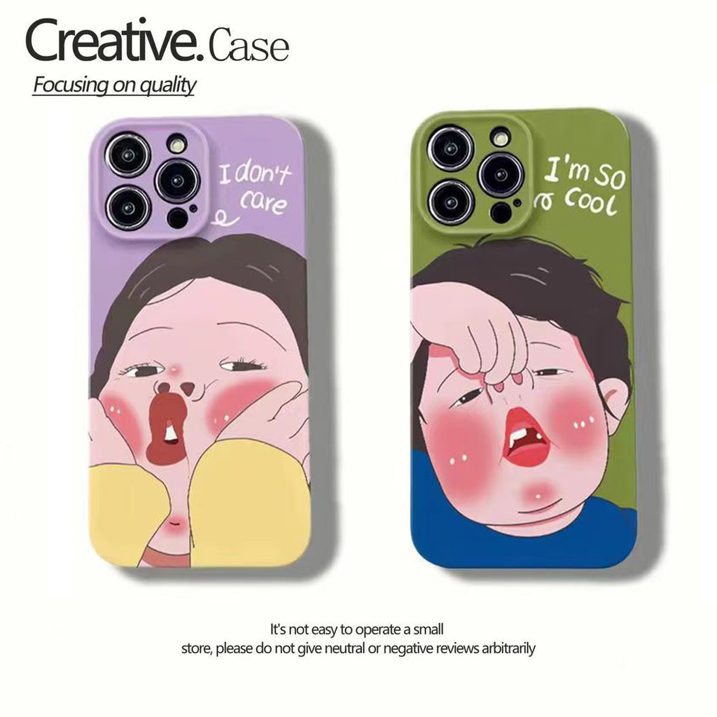 Wajah lucu Cute Lucu Phone Hardcase For IPhone 15 pro max 14Plus 13 Mini 12 11 Xs Max XR 7/8 Plus SE