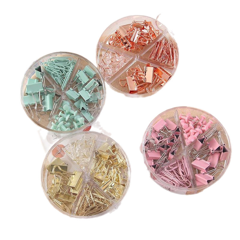 

RINEFE (CB03) Binder Clip Klip Penjepit Kertas Import Set Kombinasi 72pcs 4 Motif Rose Gold/ Paper Clip Binder Combination