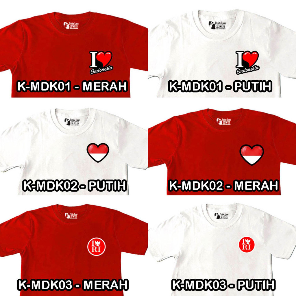 [MMW] Atasan Katun Putih Pancasila Dirgahayu 17 Maroon Raya Anak SMP MERDEKA Hari Indonesia Baju Ins