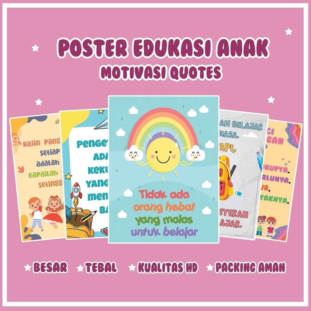Print24jam- POSTER DINDING ANAK MOTIVASI QUOTES KATA-KATA MUTIARA EDUKASI A3