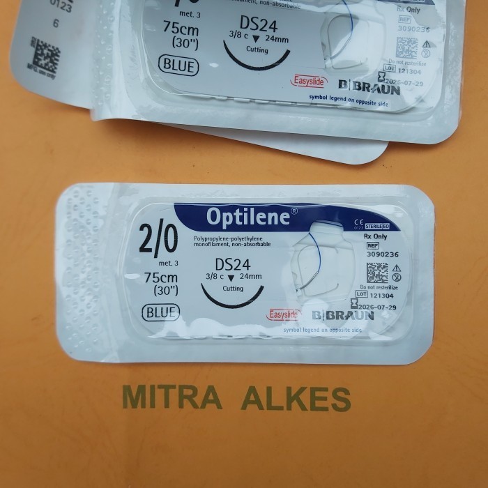 Benang Optilene 2/0 DS24 75cm B BRAUN. Optilen 2.0 Ds 24 BBRAUN.