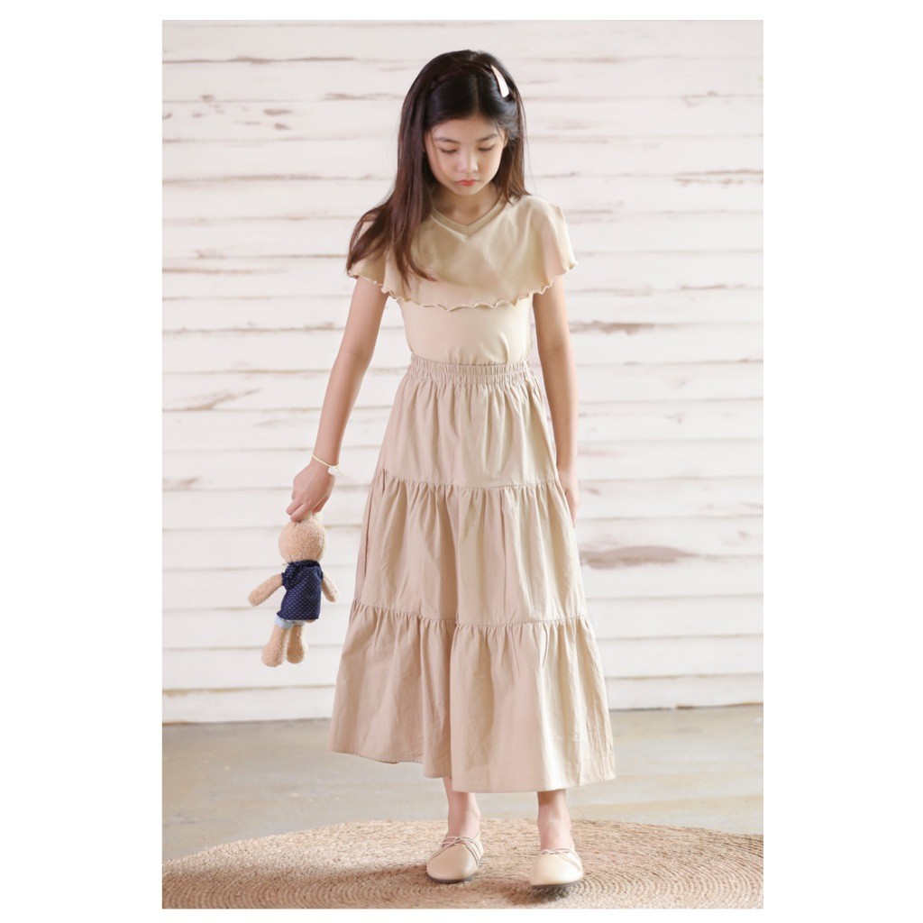 Rok Syakilla - Rok Panjang Anak Perempuan Model Korea Remaja Long Skirt Maxi Bawahan Rok 3 TIngkat A