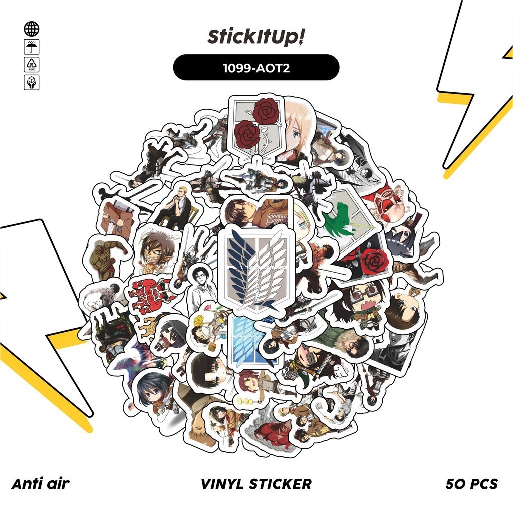 

COD✨ 100 Pcs Stiker Pack Attack on Titan V6 Lucu Lucu Aesthetic Vynil Waterproof untuk Freebies Sticker Buku Journal Casing HP Laptop