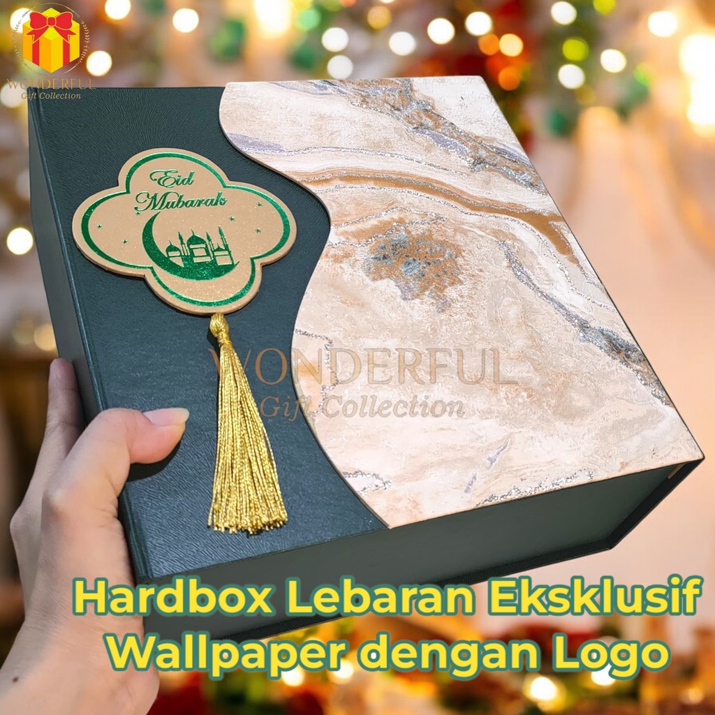 

Hardbox Lebaran Magnet Wallpaper Bunga Gift Box Biru Hijau 22x22x8 RMD-WP-BGA-GB