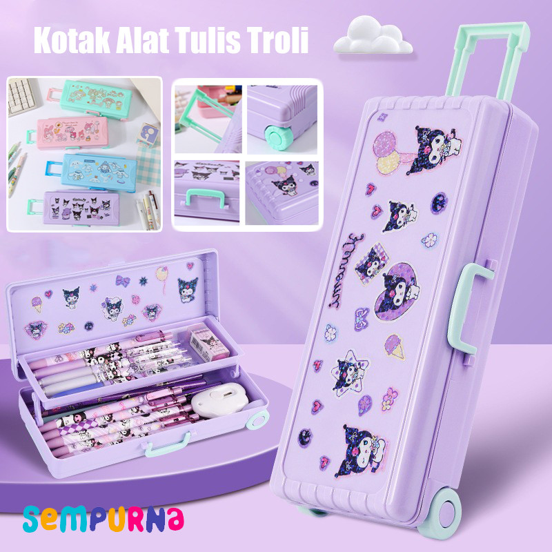 

Tempat Pensil Stiker Kartun Kotak Alat Tulis Large Capacity Kasus Troli Kotak Alat Tulis Lucu stiker Pensil Kotak