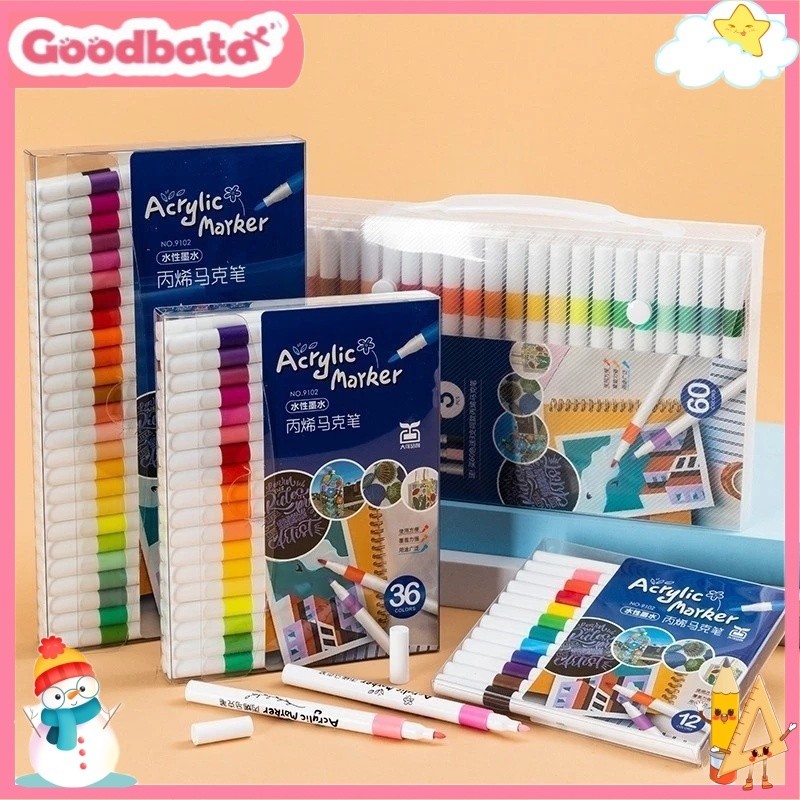 

Goodbata 36/48/60 Colors Pen Akrilik Marker Warna Cepat Kering Tahan Air / Spidol Acrylic Painter / Menggambar Kreativitas Seni Edukasi Anak