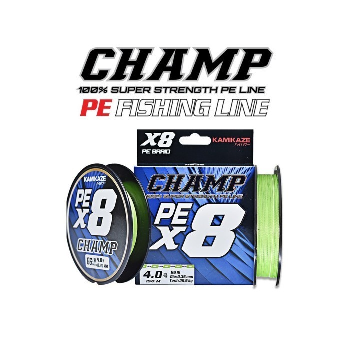 Senar Pancing PE KAMIKAZE  Champ X8 150meter Flame Green White - PE 1.0 - 4.0 - PE 4.0