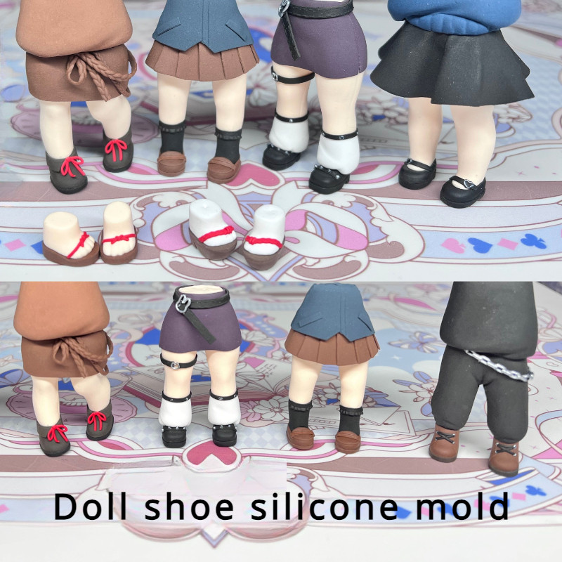 

Ultra Light Clay Q Version Doll All Kinds of Shoes Silicone Mold DIY Polymer Clay Animation Cartoon Character Shoes Making Tools