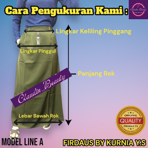 Rok Bahan JUMBO Merk FIRDAUS Rok KURNIA YS Rok dasar Rok A - Hitam, 1L