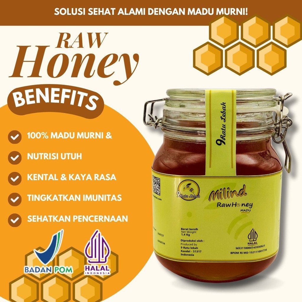 

Madu Asli Murni Raw Honey 100% Natural Tanpa Campuran 1400g