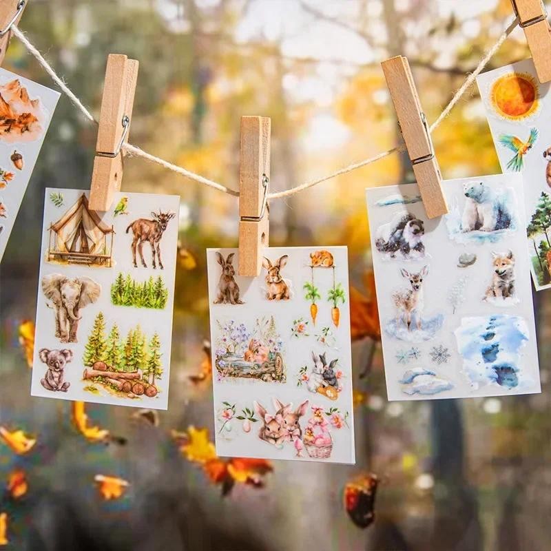 

5Sheets Stickers four seasons forest landscaping transfer seasons fairy Supplies Writing pack Background Scrapbook cut 128*83MM