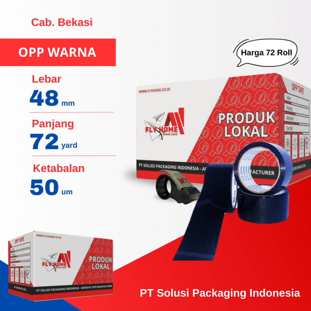

FLYHOME 1Dus Lakban Warna Hitam 48x72Y 2Inchi 72 Yard CARGO