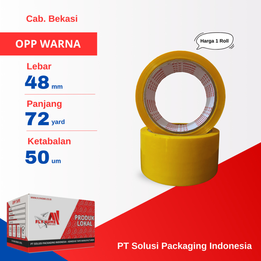 

FLYHOME 1Roll Lakban Warna Kuning 48x72Y 2Inchi 72 Yard