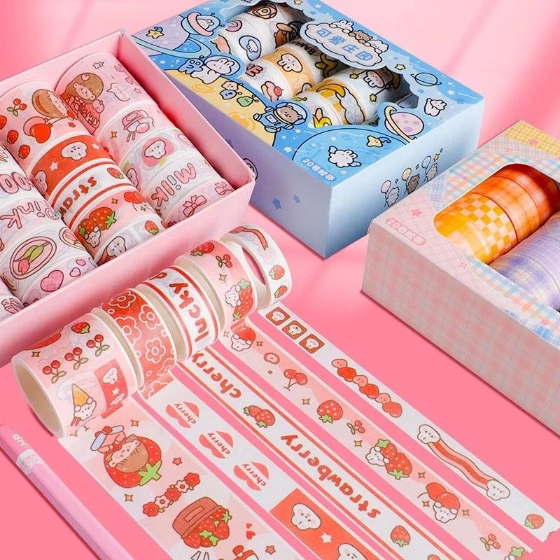 

20 Pcs/Set Japanese Washi Tape Stickers Set Decorative Adhesive Masking Tape DIY Bujo Diary Scrapbooking Sticker Journal Gift