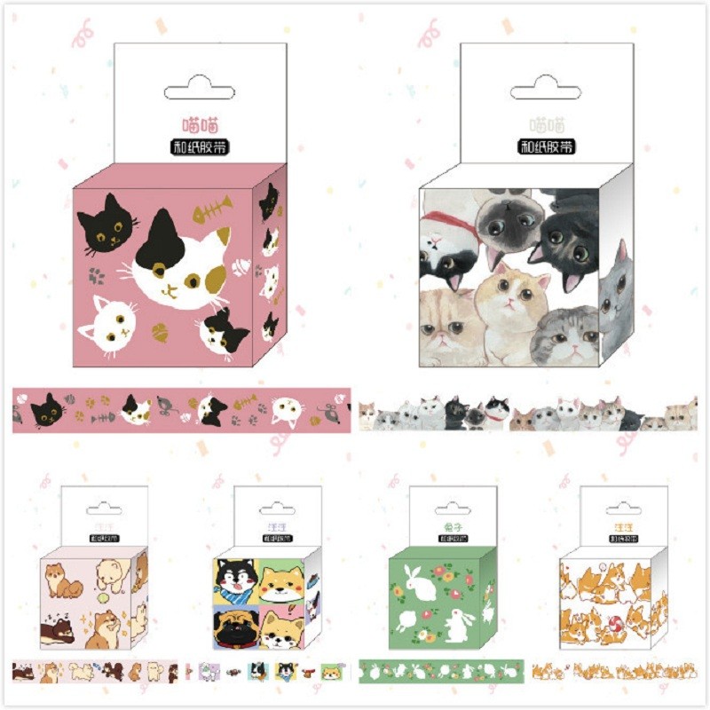 

1.5cm*5m Cute Cat Dog Q Version Cartoon Washi Tape Adhesive Tape DIY Scrapbooking Sticker Label Masking Tape