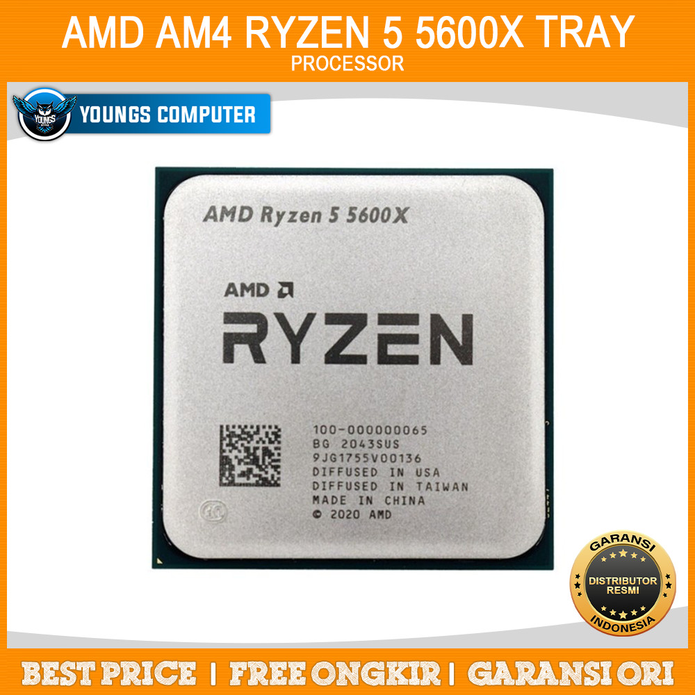 PROCESSOR AMD AM4 Ryzen 5 5600X Tray No Fan 6C 12T 3.7GHz Up to 4.6GHz