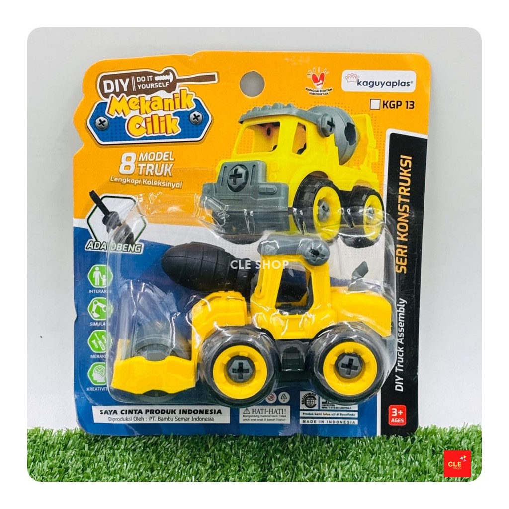 Cleshop Mainan Edukasi Anak Mobil Truk Konstruksi Diy Truck Excavator Molen