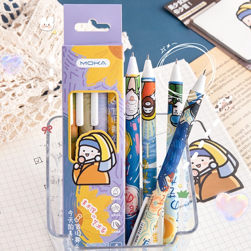 

4pcs Pulpen Tinta Hitam 0.5mm Kapasitas Besar Untuk Pelajar