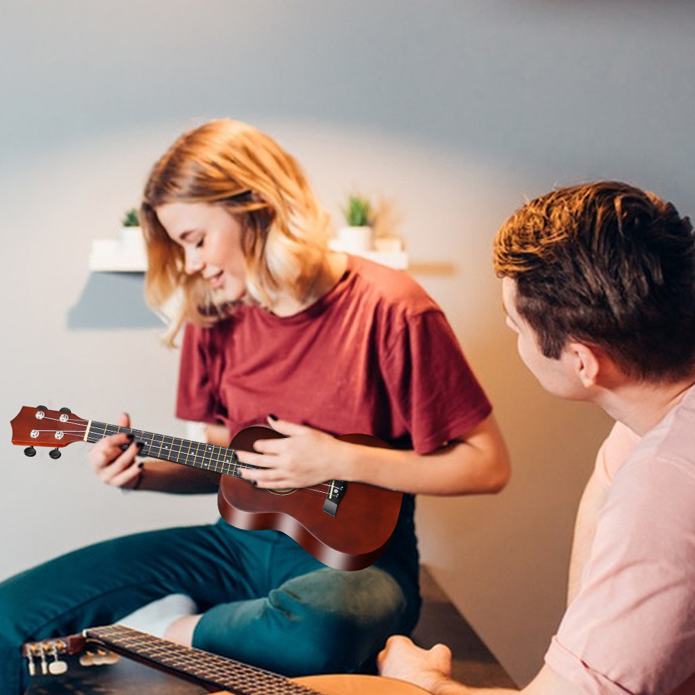 23-inch Ukulele Acoustic Ukulele Kit with Storage Bag Strap Bridge Pin Pitch Shifter Pickup Tuner Uk