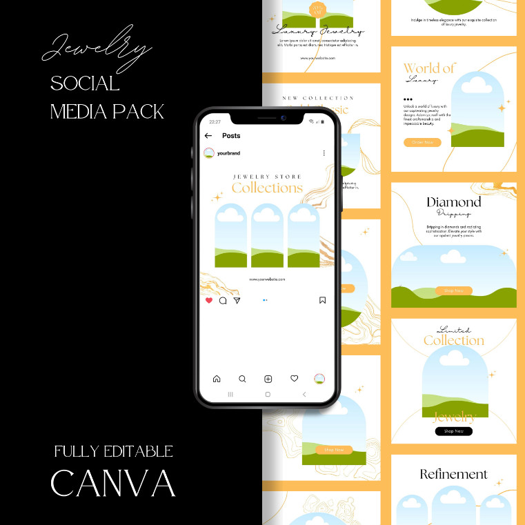 Desain 50 Template Canva Instagram Feed/Post Jewelry | Premium Design for Jewelry |  Bisa Diedit di 