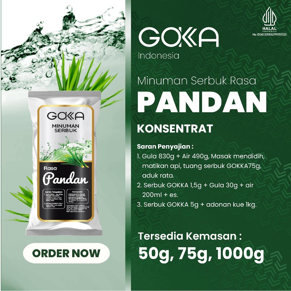 

Minuman Bubuk / Powder Minuman Gokka Rasa Pandan Kemasan 50gr