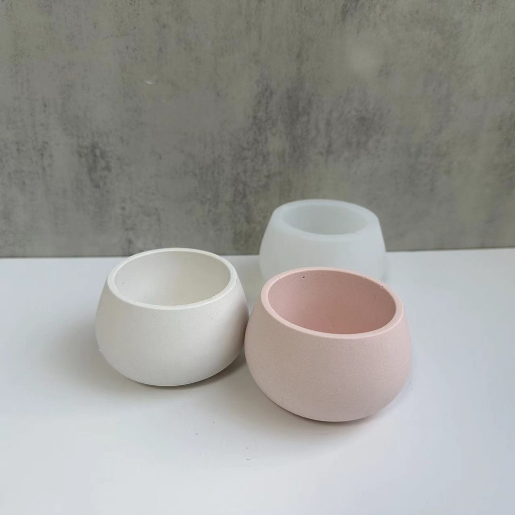 

Silica Gel Mold Beautiful DIY Concrete Flower Pot Mold Cement Planter Mold Cylindrical With Bottom Hole 3D Vase Mold Accessories