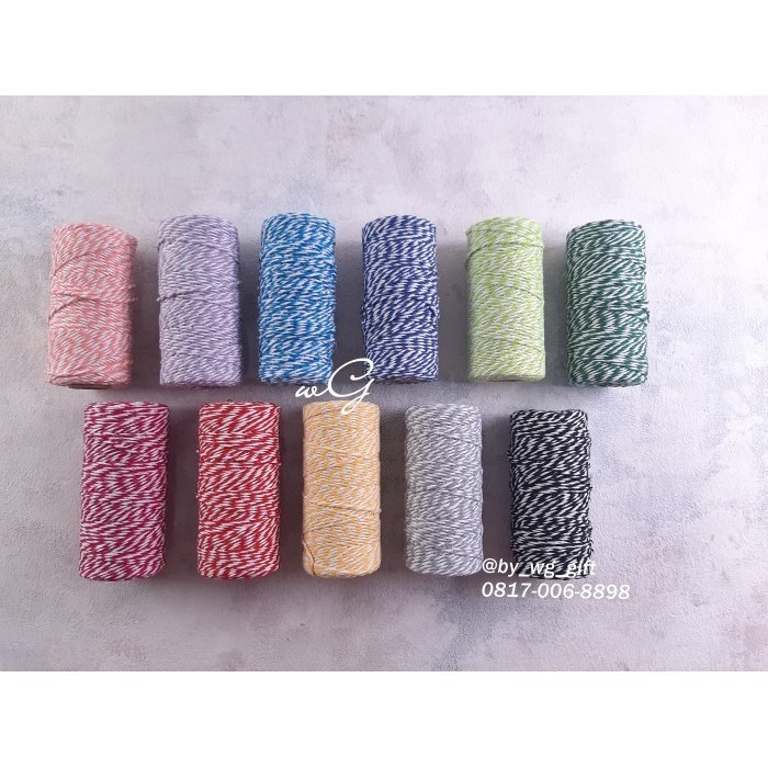 

Pita Tali Katun - Mix Colours ; Lebar 2mm; Panjang 100 Meter