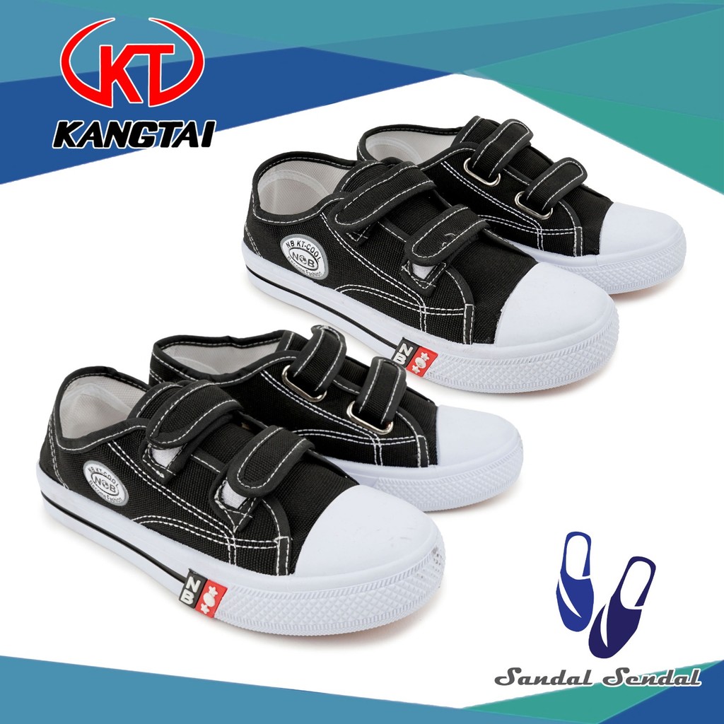 Sepatu Anak Sekolah KT-COOL STRAP Sepatu Sneakers Sekolah Tanpa Tali Perekat Velcro Canvas TK SD SMP