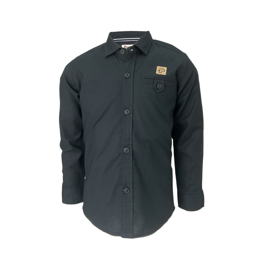 Pingu Kemeja Anak Laki Laki Polos Panjang Hitam 92101131